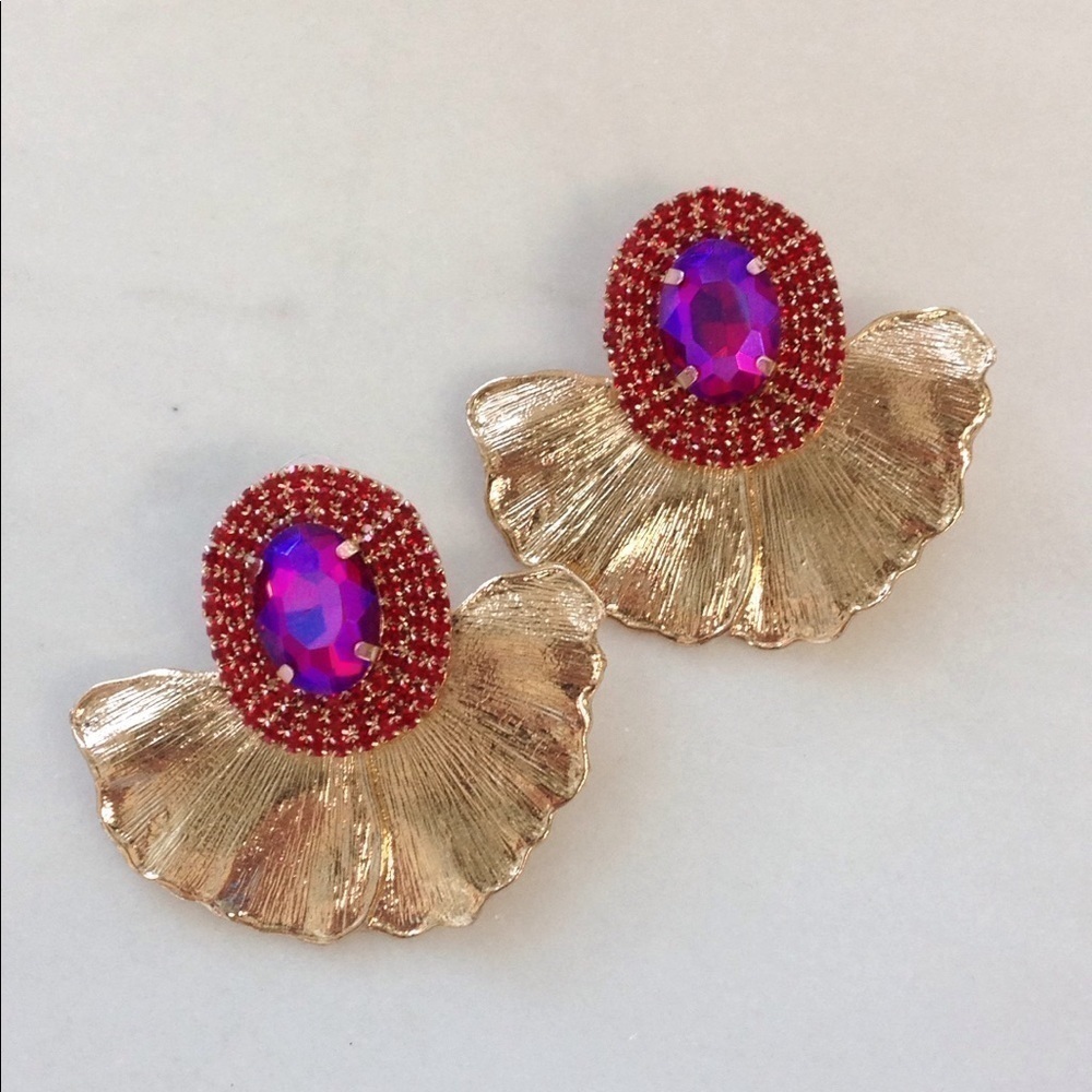 Statement earrings Rhinestones and gold